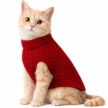 Свитер для котов (кошек) Косичка M Красный