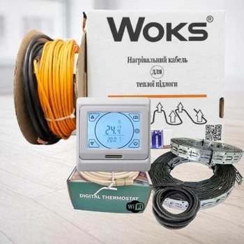 Нагрівальний кабель теплої підлоги WOKS 18 з wi-fi регулятором від 14,3 м2 до 21,7 м2 (2430 Вт)