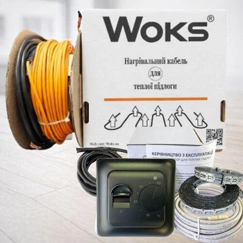 Нагрівальний кабель теплої підлоги WOKS 18 з механічним чорним регулятором від 15,6 м2 до 23,7 м2 (2650 Вт)