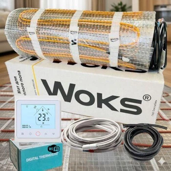 Нагрівальний мат тепла підлога під плитку Woks 160 Вт/м2 з Wi-Fi регулятором 7,0 м2 (1120 Вт)