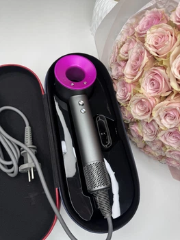 Super Hair Dryer Рожевий фен з 1 насадкою концентратор та синій кейс у комплекті