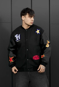 Бомбер Мужской Стаф Черный Демисезонная Куртка Staff X Husll Tiger L (385402)