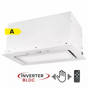 Полновстаиваемая вытяжка Perfelli Design VISION 6 BIANCO SILENZIO, белая мощная, управление жестами, с пультом ДУ
