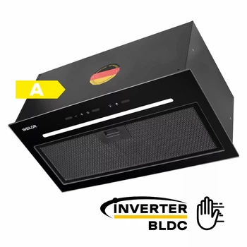 Кухонная вытяжка с управлением жестами Weilor LUNA WBG 59 BLACK SILENCE, черная мощная полновстроенная вытяжка для кухни 54.7 см