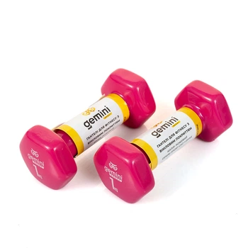 Гантели виниловые Gemini 1 кг × 2 шт розовые для фитнеса и реабилитации (GSD-1.0PINK)