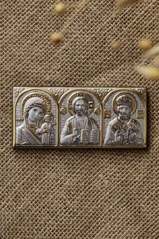 Автомобильная серебряная икона (код AP-1 G) 3,4*7,7 см