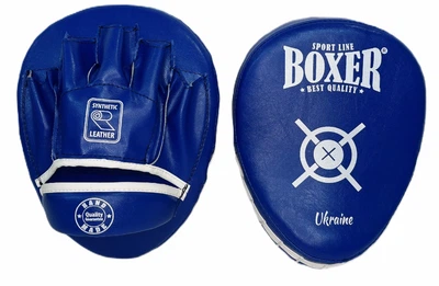 Лапы боксерские Boxer гнутые кожвинил синие