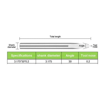 Гравировальная фреза 3.175*30*0.2 - 334606