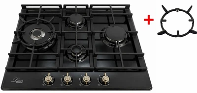Варочная поверхность газовая Luxor 650 Emaille Turbo Wok Italy KUP + круглая подставка Wok в подарок, черный