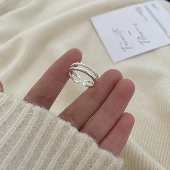 Женское минималистичное кольцо, открытое, серебристого цвета J3764