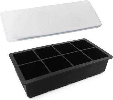 Форма для льда на 8 силиконовой ячейки с крышкой 21 x 11.5 x 5 см черная