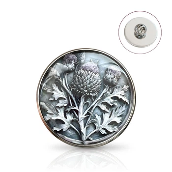 Значок BROCHE брошь бижутерия Цветы Чертополох серый BRGV115395