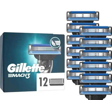 Сменные лезвия (картриджи) для бритья Gillette Mach3 12 шт. (62722389)