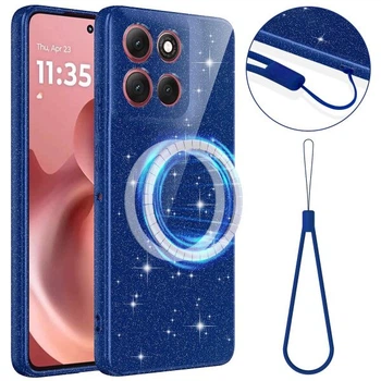 Защитный чехол Deexe Glitter Case with MagSafe для Motorola Moto G86 - Blue