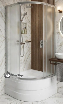 Душевая кабина Shower Saturn 90x90х205 см полукруглая на глубоком поддоне раздвижная для душа матовое стекло 5 мм
