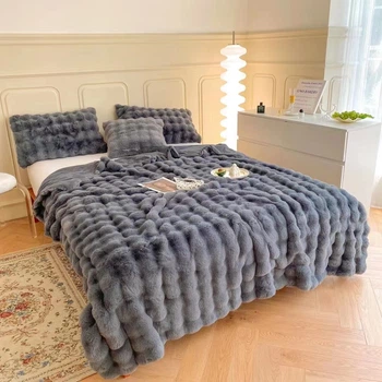 Плед Dushka Home Шиншила Пузырь 21777 200х230 см светло-серый