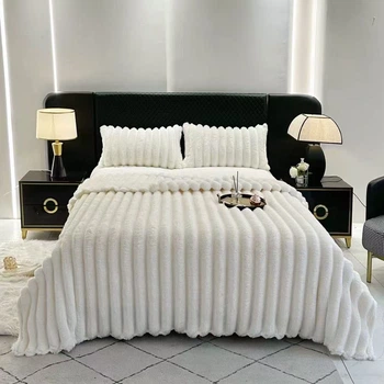 Плед Dushka Home Шарпей Полоска 7 см 21797 200х230 см белый