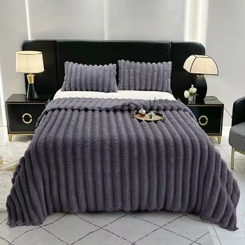 Плед Dushka Home Шарпей Полоска 7 см 21801 200х230 см темно-серый