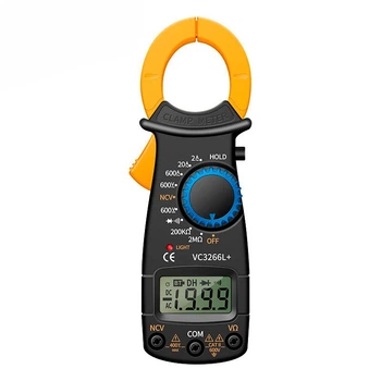 Токові кліщі-мультиметр ANENG VC3266L+. Вимірювання: V DC, V AC, A AC, Ω, NCV. Функції: продзвонювання, перевірка діодів, Hold, індикація фази.