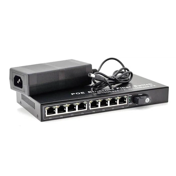 Комутатор POE із вбудованим SFP (B) 48V-57V, 8 портів PoE + 1 порт Ethernet FX 155 Мбіт/с (UP-Link) SC/FC/ST 1550nm, 802.3af, Black, БП у комплекті (UG-16181)