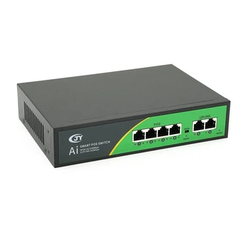 POE комутатор JY-1006B 4 POE 10/100 + 2 RJ45 10/100 + вбудований блок живлення 52V 1.38A (UG-20955)