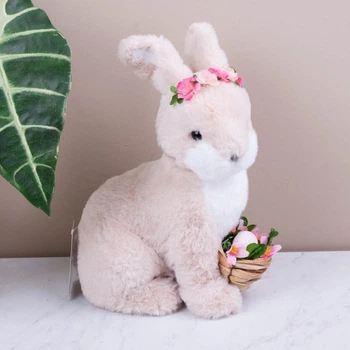 Декоративная фигурка «Зайка в венке с корзинкой» 9018