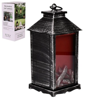 Лампа-лiхтар декоративна "Камiн" з LED підсвічуванням USB 13*30*30см (без батарейок) R96482