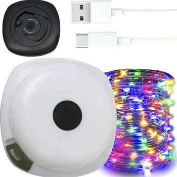 Разноцветная светодиодная гирлянда фонарь 10 м с аккумулятором USB для кемпинга белый пластиковый корпус