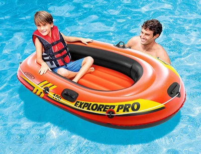 Човен надувний Intex 58355 «Explorer Pro 100» (29*94*160 см, гребний, дитячий, одномісний, трикамерний, надувне дно, до 80 кг)