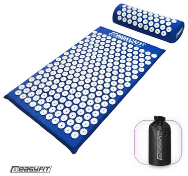 Массажний коврик Easyfit із подушкою (аплікатор Кузнєцова) Синій з білим (Синій)