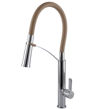 Смеситель для кухни TOPAZ MODERNO TMD-8817-H23-BG Brushed Gold однорычажный латунный высокий поворотный излив 360° для мойки