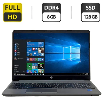 Ноутбук HP 250 G8 / 15.6" (1920x1080) TN / Intel Celeron N4020 (2 ядра по 1.1 - 2.8 GHz) / 8 GB DDR4 / 128 GB SSD / Intel UHD Graphics 600 / WebCam / Windows 10 Pro б/у