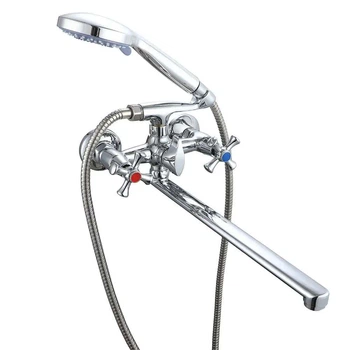 Смеситель для ванны Wezer VRL722-12 двухвентильный, хром + ручная лейка