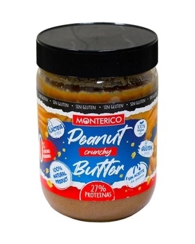 Арахісова паста хрумка без цукру Веган Monterico Peanut Butter Crunchy 0% Azucares, 500 г