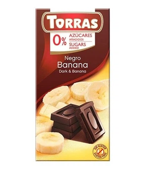 Шоколад чорний з бананом (без цукру та глютену) Torras negro banana 75g