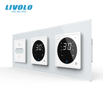 Умный сенсорный диммер LIVOLO с двумя терморегуляторами, белый, стекло, 16A 230V