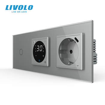 Терморегулятор для теплої підлоги LIVOLO з сенсорним вимикачем і розеткою USB Type-C 18 Вт, сірий, скло (246641854)