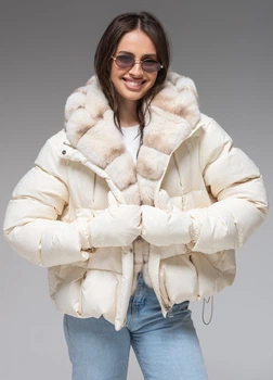 Жіночий зимовий пуховик з натуральним хутром до –20°C Viva Wear 8822 М молочний 88222