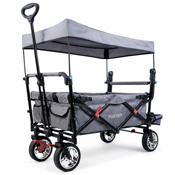 Тележка садовая-бутылка FUXTEC CT800 складная универсальная с навесом, 75 кг, серая