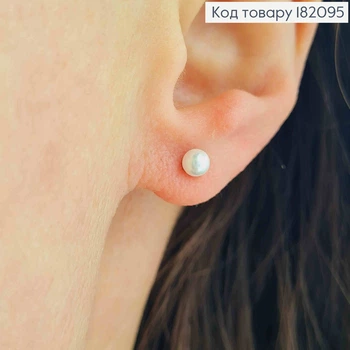 Серьги родованные гвоздики Жемчужинки, размером 0,4см, XUPING