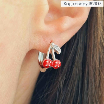 Серьги родованные кольца "Красные" с Красной эмалью, диаметр 1,5см, XUPING