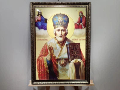 Образ Святого Миколая в багетній рамі 50 х70 см. №122