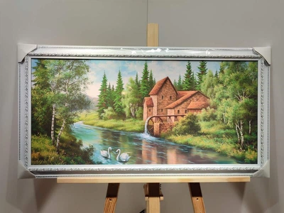 Картина Мельница в багетной раме 33х70 см. №373