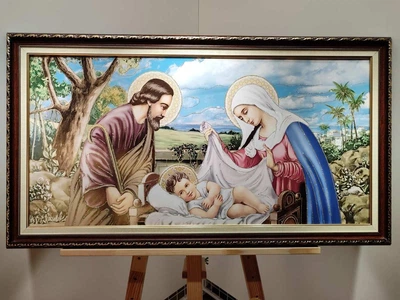 Икона Святое семейство с блеском в багетной раме 40х80 см. №P117