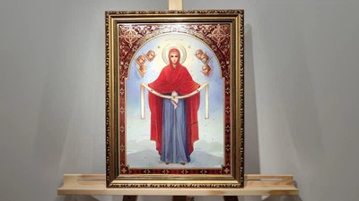 Ікона Покрова Пресвятої Богородиці в багетній рамі 30х40 см. №227