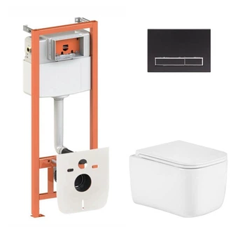 Готовое решение Qtap для ванной комнаты: подвесной унитаз Gemini Ultra Quiet 485×340×350 + комплект инсталляции Nest 4 в 1