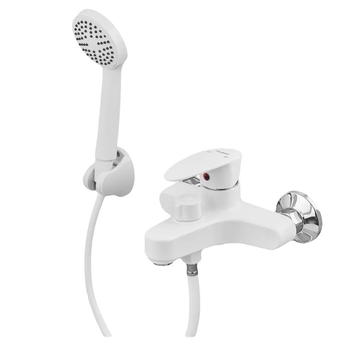 Смеситель для ванны Plamix CEZAR-009 EURO SET White, со шлангом, лейкой и кронштейном (PM0692)