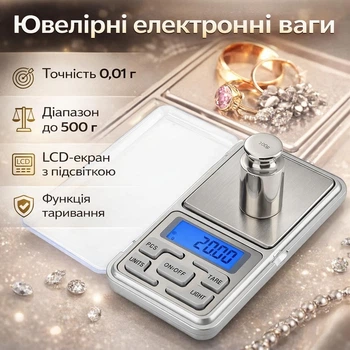Високоточні Ювелірні електронні ваги до 500 г з точністю 0,01 г – портативні міні-ваги для золота, каменів, монет, LCD з підсвіткою, тарування, автовимкнення, кишеньковий формат Сірий