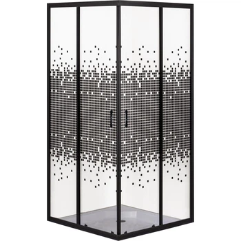 Душова кабіна BRAVO ODRA N90TB.Mosaic 88x88x180 см, квадратна, без піддона, чорний профіль, скло з чорною мозаїкою 4 мм
