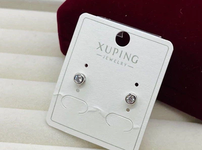 Сережки гвоздики с камешком Xuping бижутерные серьги сережки гипоаллергенные медицинское золото под серебро